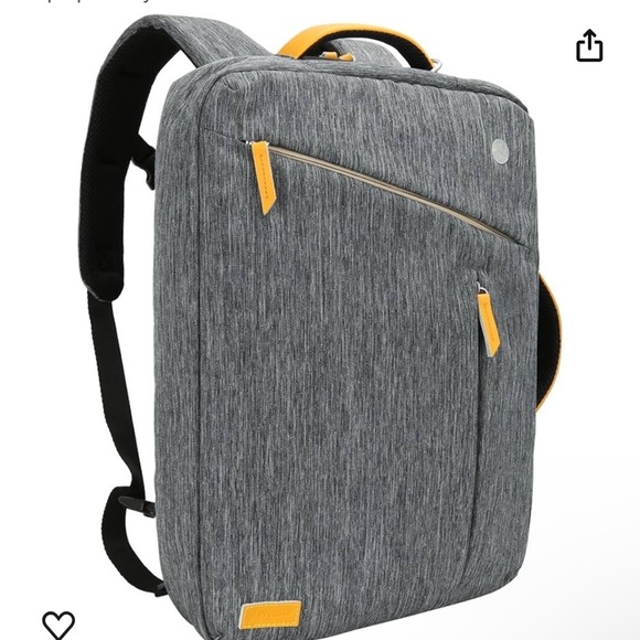 Convertible Backpack Briefcase Messenger Fits 17” Laptop Water Resistant Gray - Picture 3 of 10